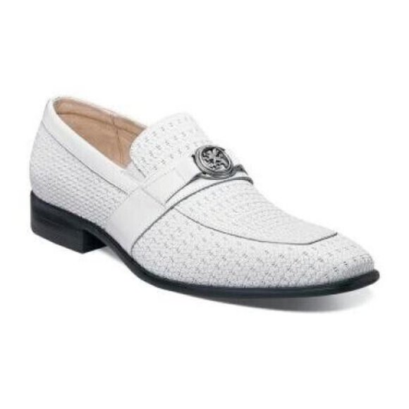 Stacy Adams Other - Stacy Adams Mannix White Genuine Leather Moc Toe Bit Loafer Shoes 25106-100 8.5